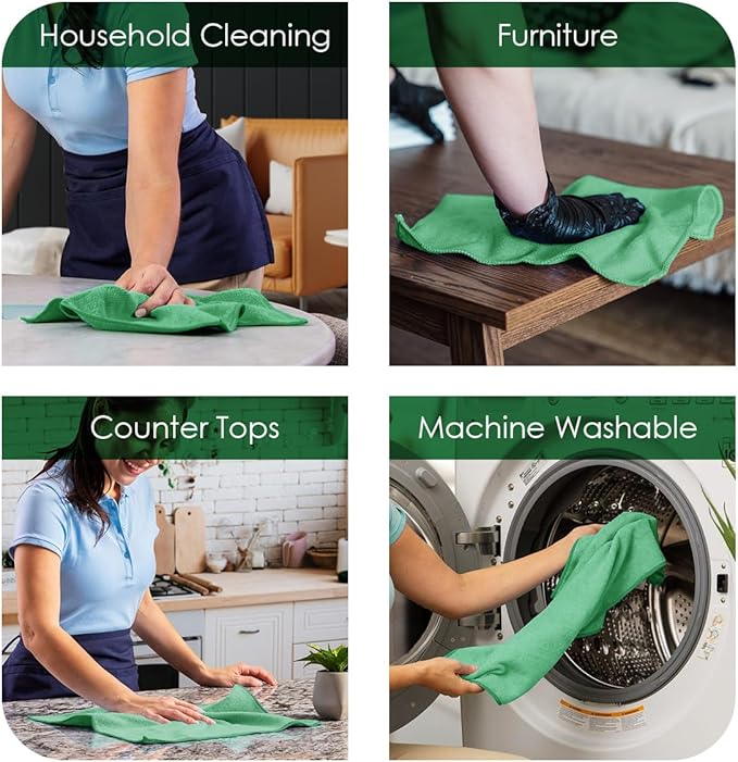Avalon Towels Microfiber Cleaning Cloths (Value Pack of 100) - Size 12 x 12 Inches, Highly Absorbent Cleaning Rags, Lint Free, Reusable and Washable, Microfiber Towels for Cars