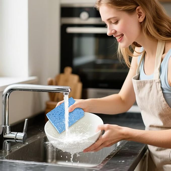 Extra Large Dish Sponges Kitchen for Cleaning, Natural Cellulose Sponges Reusable and Biodegradable, Non Scratch Sponge for Dishes Household Use (3-Pack)