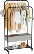 Golpart Clothes Garment Coat Rack Drying Clothing Racks Metal Freestanding for Hanging Clothes Portable Closet for Laundry Bedroom Black