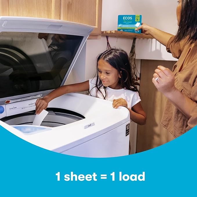 ECOS Laundry Detergent Sheets Vegan, No Plastic Jug, No Mess, Liquid Free - Hypoallergenic, Plant Powered Laundry Detergent Sheet - Magnolia & Lily - 114 Count (Pack of 1)