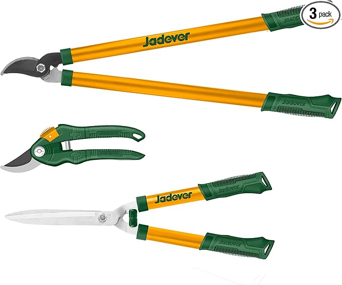 3-Piece Tree Trimmer for Garden/Yard/Lawn, 8-Inch Pruning Shears & 22-Inch Hedge Clippers & 27-Inch Loppers, Heat Treated