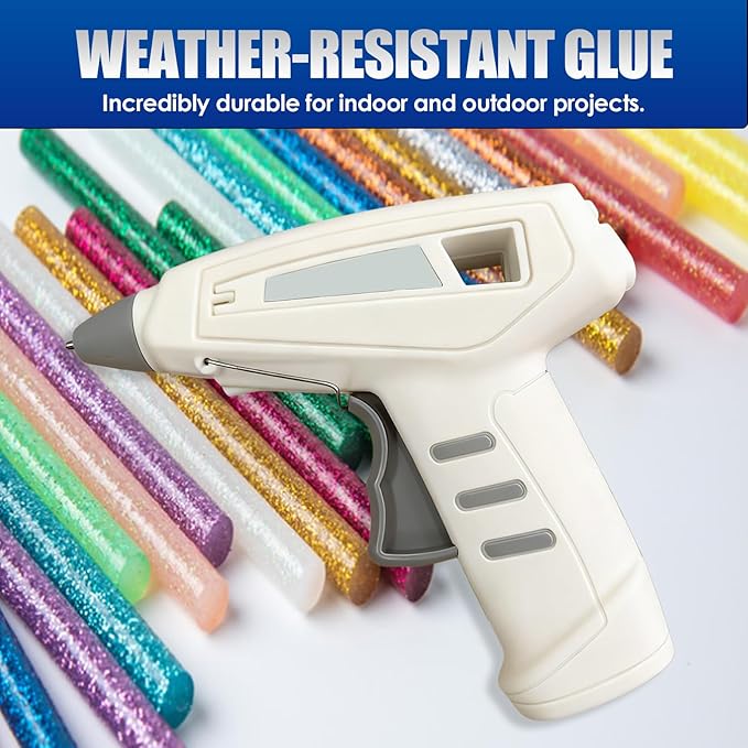Cordless Hot Glue Gun Kit Includes 30 Hot Glue Sticks, Switch with 10W Drip-proof Design with 15-Second Fast Heating, Suitable for DIY Crafts, Fabric, Wood & Home Repairs（White）