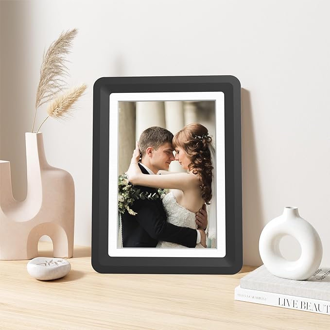 5x7 Picture Frame, Clear Acrylic Photo Frame with White Mat for 4x6 Photos, One-Piece Shatterproof Tool-Free Design, UV-Resistant Waterproof Tabletop Frame for Home Office Decor with 10-Year Warranty