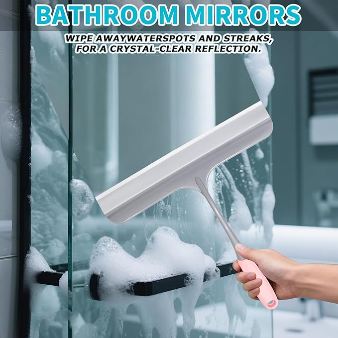 3pcs mini Squeegee Shower Squeegee for Glass Doors, with 3 Adhesive Hooks, Squeegee for Shower Glass Window Cleaning Squeegee Glass Shower Door for Car Window Wiper Mirror Windshield
