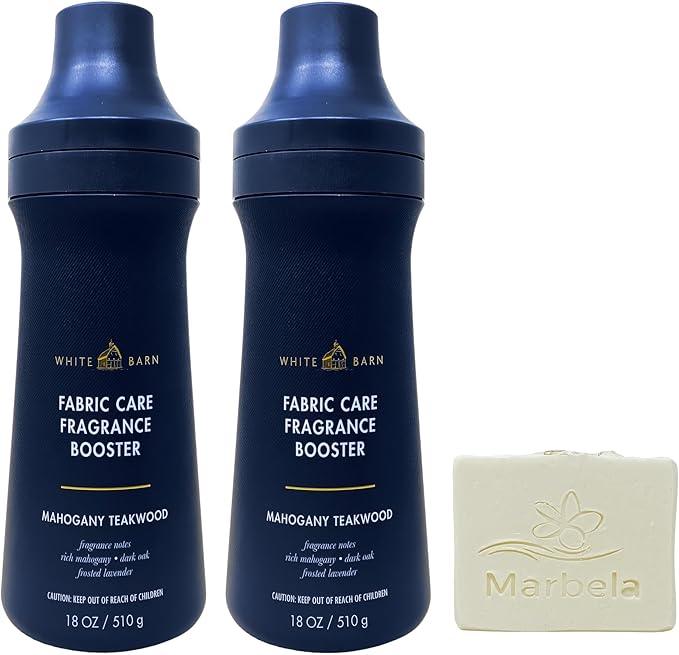 Bath & Body Works Mahogany Teakwood 2 Fabric Care Fragrance Boosters with a Natural Oats Bar Soap