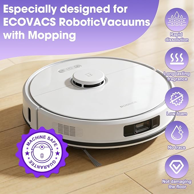 82 FL OZ/2.42 L Lavender Scented Floor Cleaning Solution Compatible with Ecovacs X1/X2/X5/X9/X11/T20/T30/T80/N20/N30 Series and all other Robot Vacuum, Deep Deodorization Free Stain Busting Residue