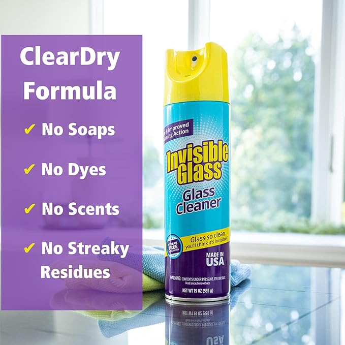 Invisible Glass 91160-3PK Premium Aerosol Glass and Window Foaming Cleaner Spray – Cleans Glass, Windows, Mirrors, Shower Doors, and More – Streak-Free, Ammonia-Free, Tint-Safe – 19 oz (Pack of 3)