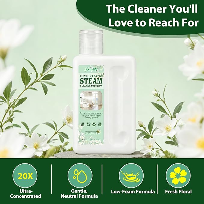 Snowlily 20X Concentrated Multi-Surface Steam Mop Solution for All Steam Mops & Machines – Cleans Floors, Curtains, Carpets & Fabrics, Fresh Floral Scent, 16.9 fl oz (Fresh Floral)