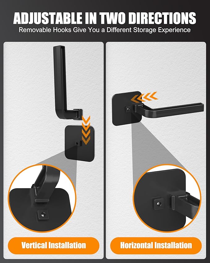 Hat Rack for Hat Storage (4-Pack), Multi-Purpose Hat Organizer, Strong Adhesive Hat Hooks for Wall Organizer for Baseball Caps, Two Mounting Options Hook, Black