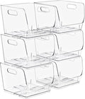 Sorbus Stackable Storage Bins Open Front, Clear Stackable Storage Bins, Pantry Bins for Storage and Organization, Acrylic Stackable Bins for Kitchen, Clear Pantry Organizer Bins (Medium Sqware 6 Pack)