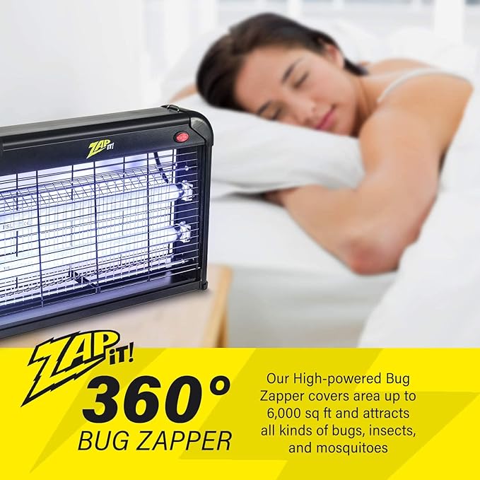 Zap It Electric Indoor Bug Zapper (2,800 Volt) Plug-in 360 Degree Mosquito, Bug, and Insect Killer, Non-Toxic Attractant UV Light and Electric Shock