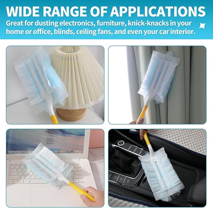 Disposable Microfiber Feather Duster Refills, Multi-Surface Duster Compatible with Swiffer Dusters Handle, 60 Count, Unscented