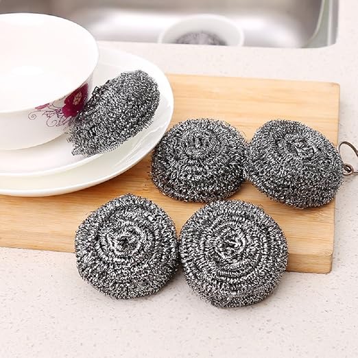 6 Pack Stainless Steel Wool Scrubber, Scrubbing Scouring Pad, Steel Wool Scrubber for Kitchens, Bathroom and More