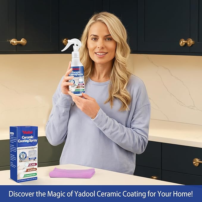 Home Ceramic Coating Spray Kit - Shine, Seal & Protect Kitchen & Bath Surfaces, High-Gloss, Repels Stains & Grime Effective - Great for Stainless Steel, Sinks, Countertops, Glass, and More