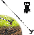 Weed Puller Tool with Long Handle, 60" Weed Remover Tool, 2 in 1 Weed Rake & Garden Hoe for Weeding, Weeder Tool with Detachable Handle, Uprooting Weeding Tool for Yard, Lawn, Patio, Garden
