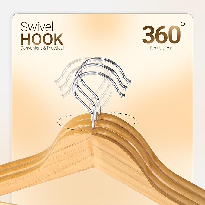 Utopia Home Premium Wooden Hangers 90 Pack - Durable & Slim Coat Hanger - Suit Hanger with 360-Degree Rotatable Hook - Wood Hangers with Shoulder Grooves (Natural Color)