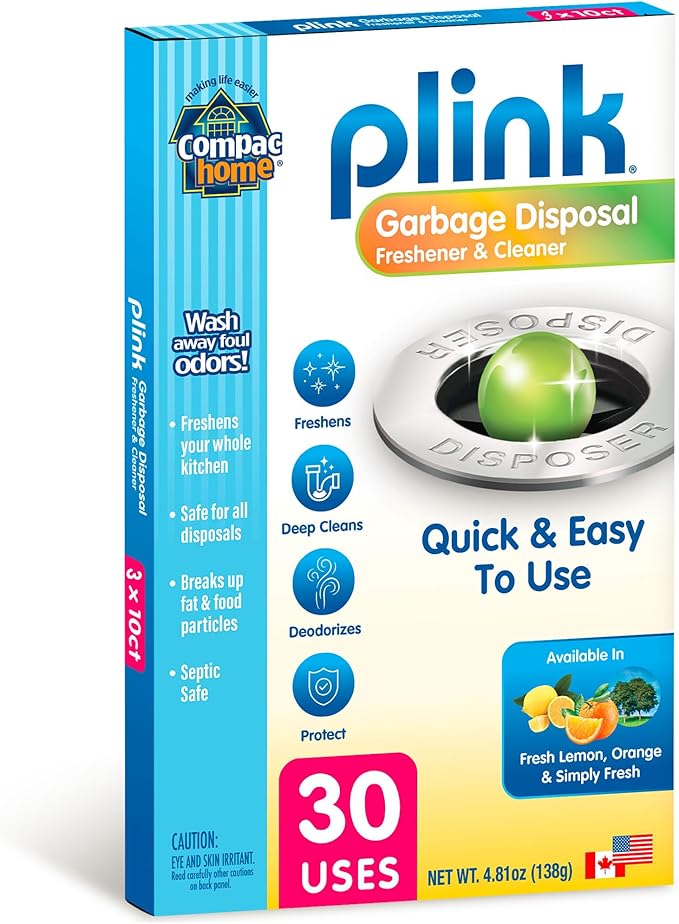 Plink Compac Garbage Disposal Cleaner, Pack of 3, Multi-Color, 30 Count