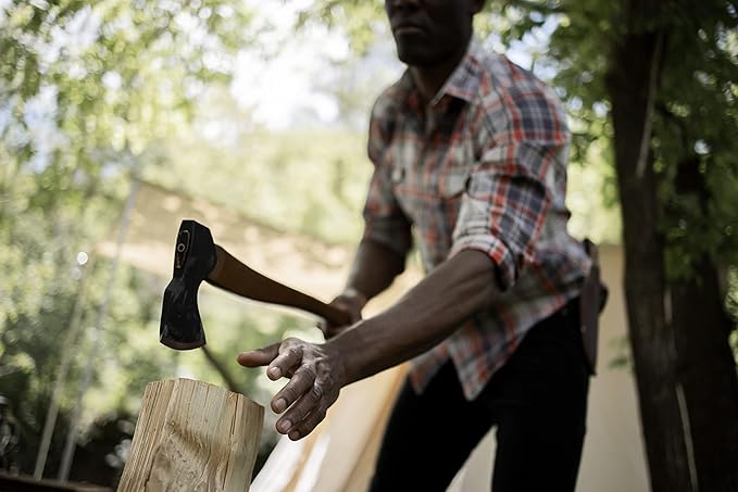 Barebones Felling Axe - Carbon Steel Blade - All-Purpose Axe - Leather Accents - Polyester Sheath