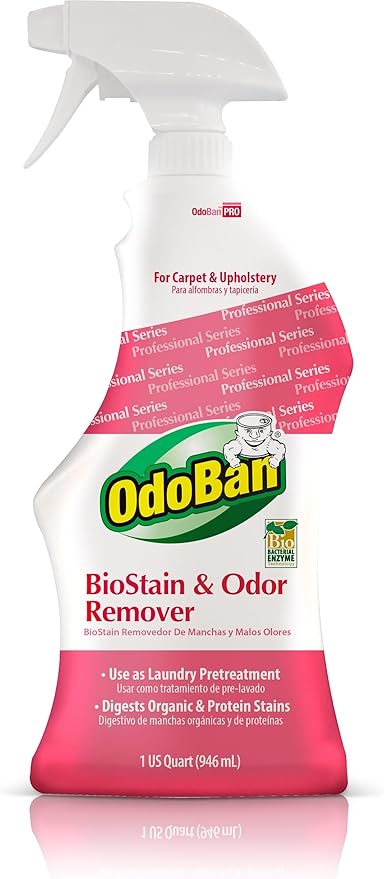 OdoBan Professional Cleaning BioStain and Odor Remover for Carpet and Upholstery, Made in the USA, 32 oz Ready-to-Use Spray 4-Pack