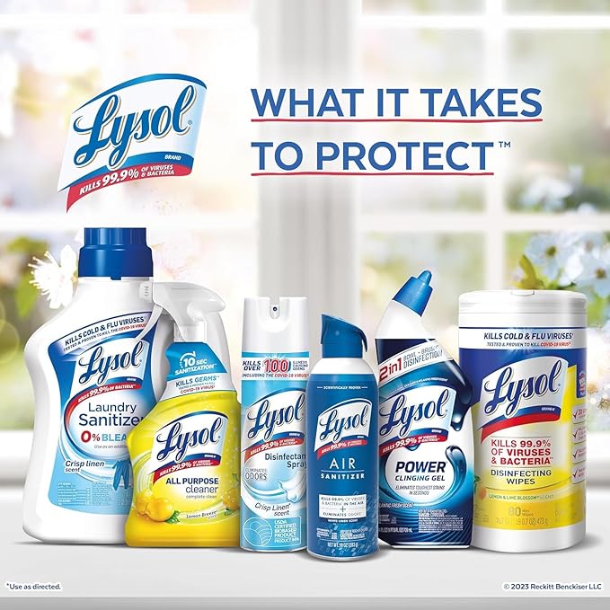 Lysol Toilet Bowl Cleaner Gel, For Cleaning and Disinfecting, Stain Removal, Contains Bleach, 24oz (Pack of 2)