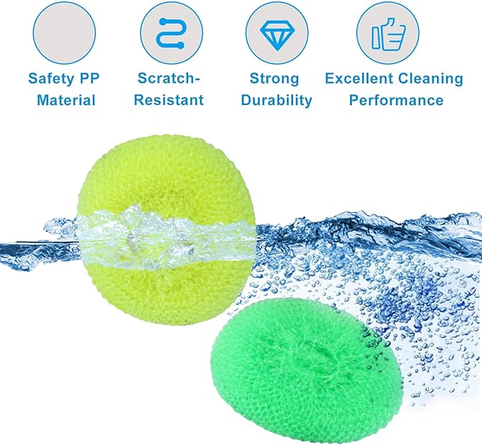 15 Pcs Plastic Dish Scrubbers, Nylon Scouring Pad Mesh Pot Scourers (Yellow+Blue+Red+Green+Orange)