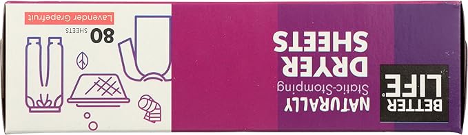 Better Life Dryer Sheets, Fabric Softener Sheets for Fresh Laundry, Lavender Grapefruit, 80 Count