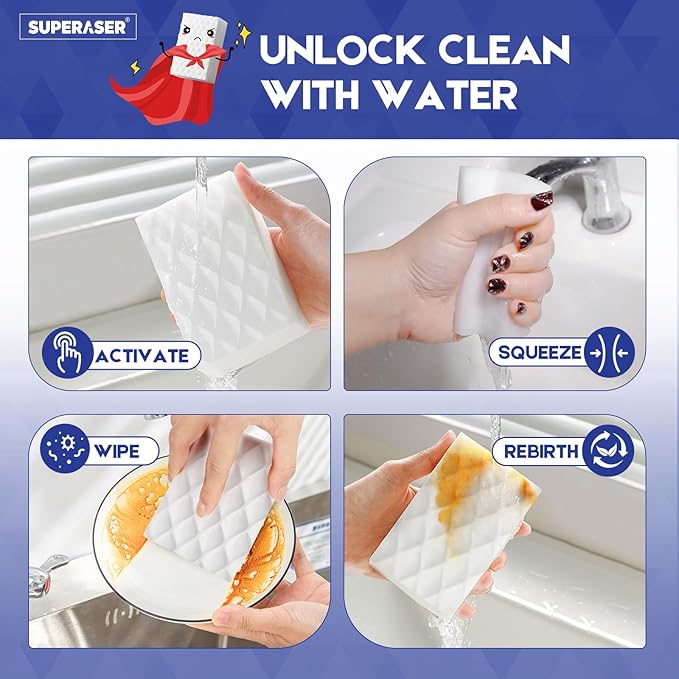 Magic Sponge Eraser,Tex-10 Scrub Melamine Sponges, Heavy Duty No Scratches (HD-Weave 10-Pack)