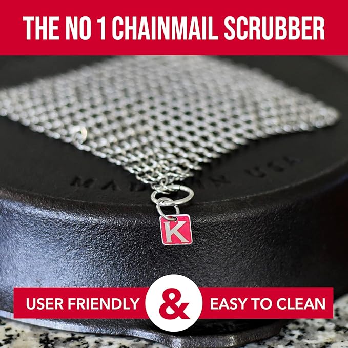 CM SCRUBBER Knapp Made Original 4" Chainmail Scrubber - Cleaner For Cast Iron, Stainless Steel, Hard Anodized Cookware and Other Pots & Pans