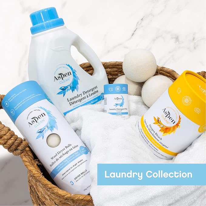 AspenClean | Wool Dryer Balls | 100% Pure New Zealand Wool | Reusable Natural Fabric Softener Alternative | Reduces Drying Time & Static | Pack of 3