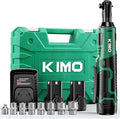 KIMO Cordless Electric Ratchet Wrench Set, 40Ft-lbs, 400RPM, 12V Cordless Ratchet Wrench 3/8" w/Variable Speed Trigger, 7Sockets, 1/4" Adapter, Forward/Reverse Switch, 2Battery Power Ratchet w/Charger