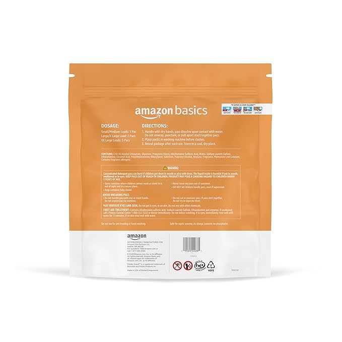 Amazon Basics Laundry Detergent Pacs, Fresh Scent, HE Compatible, Dissolves in Cold Water, Easy to Use, 120 Count (Previously Solimo)