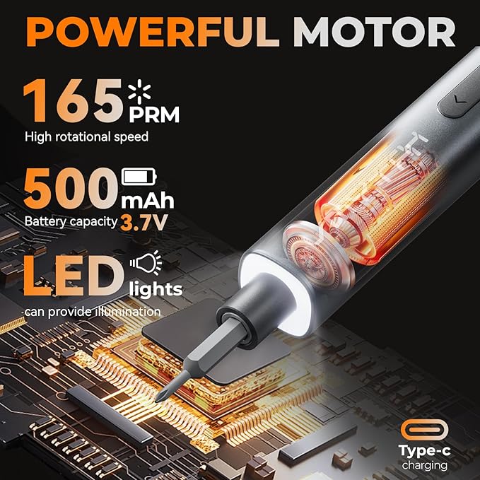 Mini Electric Screwdriver Cordless Set,60 PCS Magnetic Bits Screwdriver Set with 3-Level Torque,LCD Display,Demagnetizer/Magnetizer,LED Lights,Repair Tool Kit for Camera,Toys,Phone