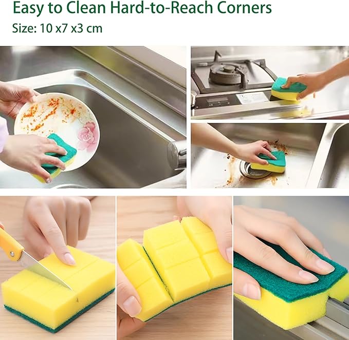 Kitchen Scrub Sponges 32 Count, Non-Scratch Scrub Dish Sponges for Cleaning, Effortlessly Clean your Stovetop, Sinks, Stoves, Appliances
