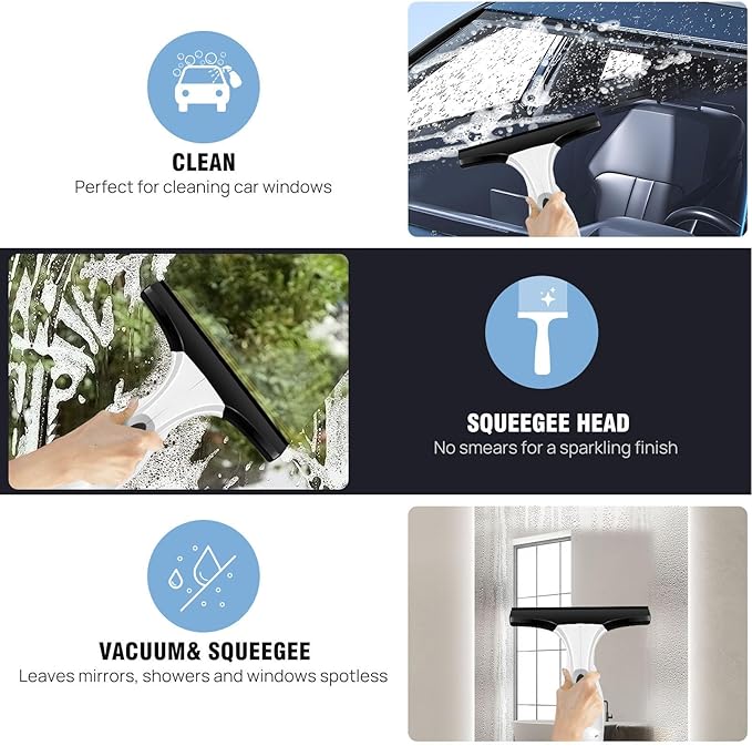 Luocute Window Vacuum Squeegee, Cordless Electric Window Cleaner with 2200mAh Battery and Water Collection Tank, Kit for Glass Mirrors Doors Shower Car