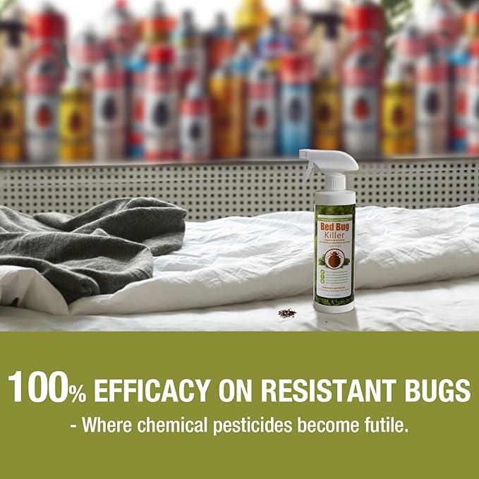 Bed Bug Killer Spray 16 Oz, Green + Non-toxic, 100% Kill + Extended Protection