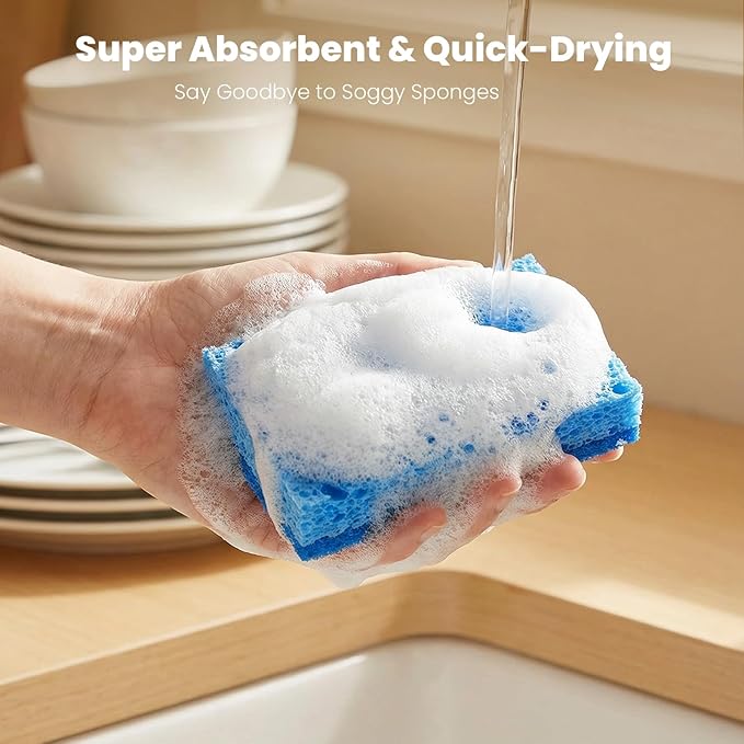 Kitchen Sponges, 48 Count, Non-Scratch Scrub Sponge, Dual Sided Cleaning Sponges for Dishes, Kitchen, Bathroom