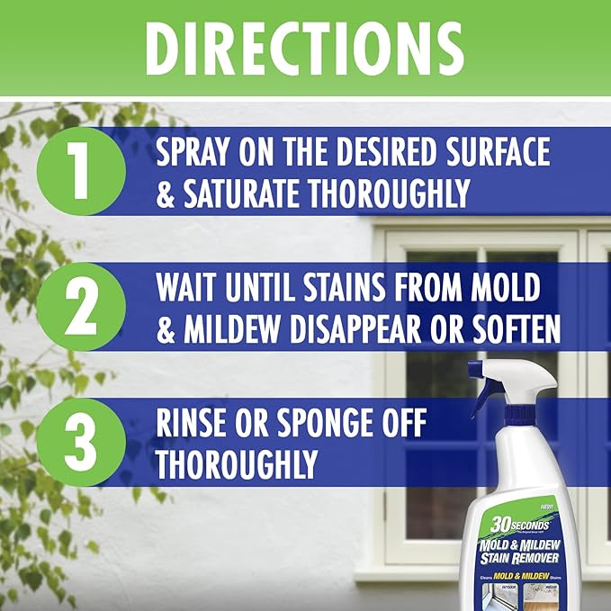 30 SECONDS Mold & Mildew Stain Remover Spray- Indoor & Outdoor Use - 2 Pack (2)