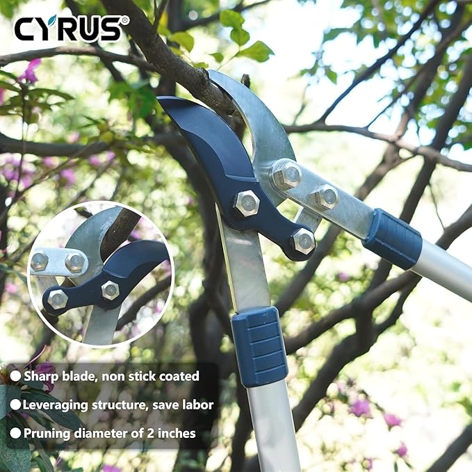 CYRUS 30-Inch Garden Loppers for Tree Trimming - 2" Cutting Capacity, Long Ergonomic Handles for Effortless Branch Cutting, Heavy-Duty Branch Trimmer for Tree Limbs, Hedges & Bushes