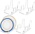 4 Pcs Acrylic 2-Tier Plate Display Stand,Clear Dinnerware Holder for China Platters Kitchen & Cabinet Organizer Rack for Tableware Display (2-Tier)