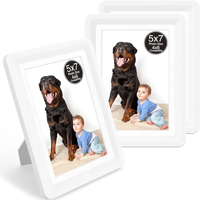 5x7 Picture Frame, Clear Acrylic Photo Frame with White Mat for 4x6 Photos, One-Piece Shatterproof Tool-Free Design, UV-Resistant Waterproof Tabletop Frame for Home Office Decor with 10-Year Warranty
