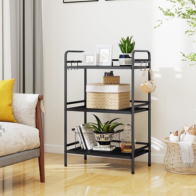 HDANI Storage Shelves, 3-Tier Metal Storage Rack with Shelf,Shelf Organizer,Garage Standing Shelving Unit for Laundry,Bathroom,Kitchen,Pantry, Closet,23.6''W X 13.8''D X 36.2 H'',Black