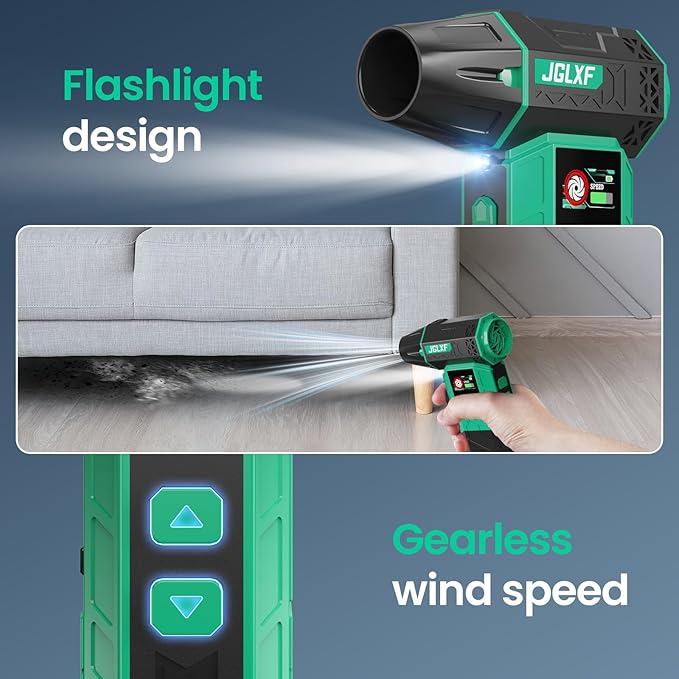 Electric Air Duster Upgraded, 130000RPM Snow Blower Compressed Air Duster, 2 * 4000mAh Removable Batteries, Cordless Air Blower Electric Cleaner Kit for PC/Keyboard/Car, Replaces Compressed Air Cans
