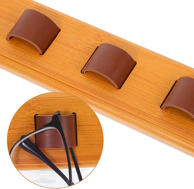 SOLUSTRE Wooden Eyewear Organizer Rack Wall Mounted Sunglasses Storage Display Holder Modern Eyeglass Storage Rack for Entryway Bedroom Home