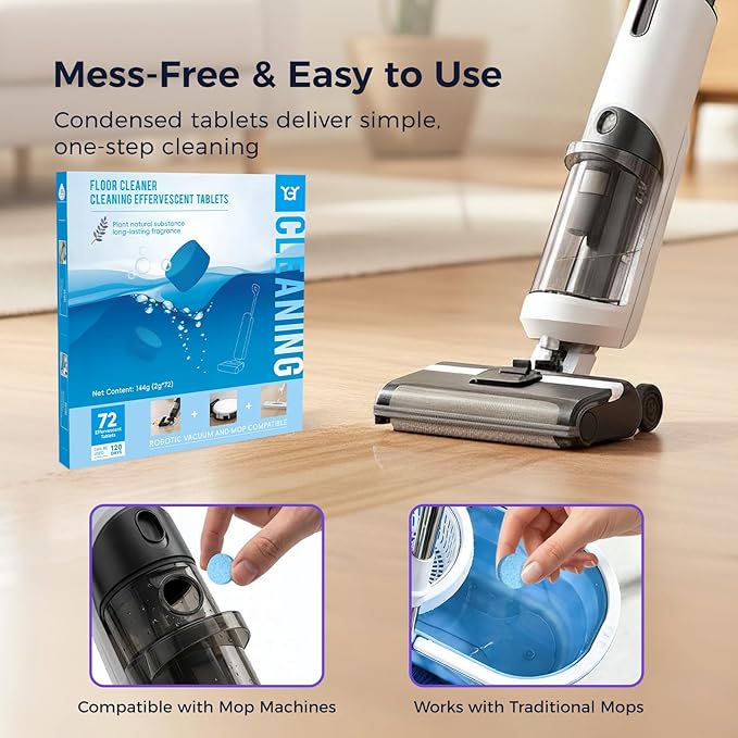 72 Pack Lavender Scent YGY Floor Cleaning Tablets, Compitable with Tineco Cleaning Solution|Clean Machine and Floor 2 in1-Getting Rid of Machine Odors|Clean Tablets are Easy and Safe to Use