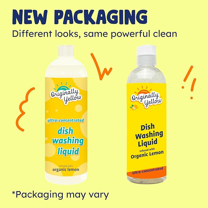 Originally Yellow USA Made Lemon Natural Dish Soap | Hypoallergenic Soap Great For Sensitive Skin as well as Pet & Baby Safe | Bulk 3 Pack