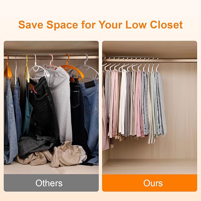MOPALL Clothes Hanger 30 Pack, Pants Hangers Space Saving Heavy Duty Coat Hangers for Closet, Non Slip PVC-Coating Metal Hangers for Pants, Jeans, Scarfs and Towels