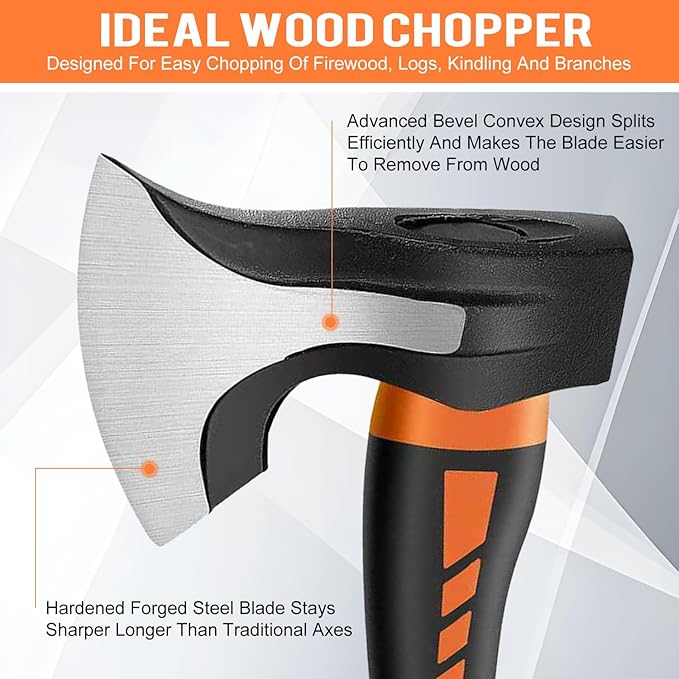 Wood Splitting Maul 15" - 2.25 lb. Splitter Maul, Firewood Camp Axe, Shock Absorbing Anti-Slip Handle - Splits Wood Better Than Camp Axe or Hatchet - Kindling Splitter