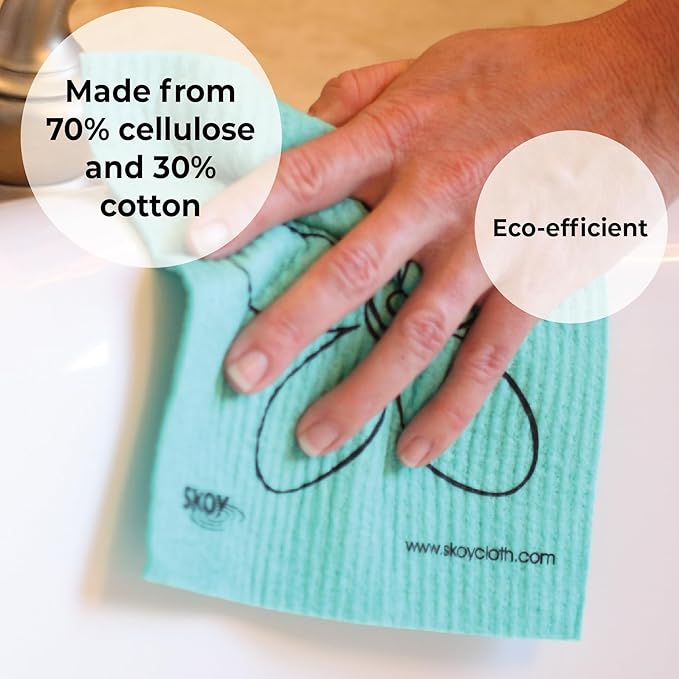 Skoy Cloth, 8-Pack Versatile Swedish Dishcloths for Kitchen and Household Use, Reusable Cleaning Cloths, Planet-Friendly, Dishwasher and Dryer-Safe, Assorted Colors