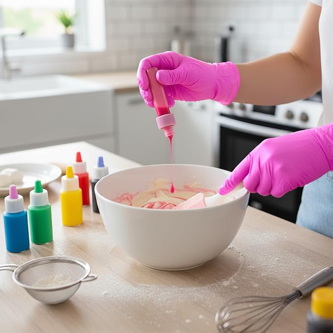 Powder-Free Nitrile Gloves, 3-mil, Disposable Nitrile Gloves, Latex-Free, Powder-Free - Pink/Fuchsia