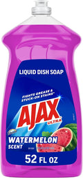 Ajax Ultra Liquid Dish Soap with Fabuloso Watermelon Scent, Fights Grease and Stuck-On Stains, Deep Cleaning Action, Mess-Free, Easy-Flip Cap, 52 fl oz Bottle